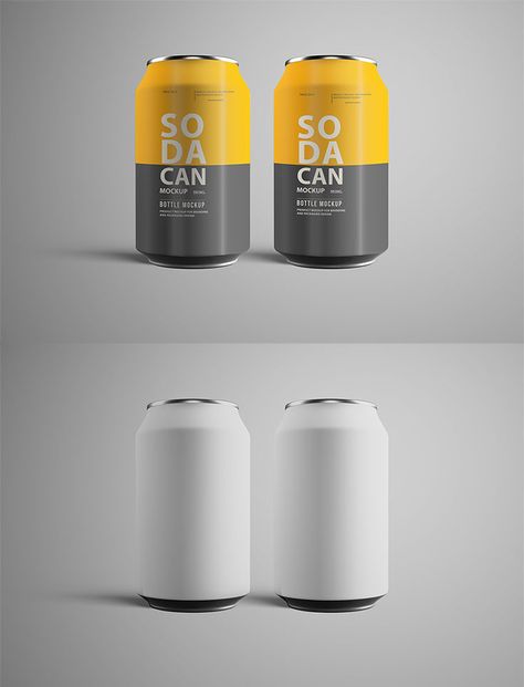 Free Soda Can PSD Mockup Ver. 1 is a modern and beautiful ultra-realistic customizable can mockup. It comes in PSD format at high resolution of 3800 × 2500 px at 300 DPI, built-in smart object, so you can easily change colors, adjustable shadows and reflections in a few clicks. You can use this mockup to showcase your own products or any similar project you might have. Enjoy! via @creativetacos Product Mockup Design, Postcard Mockup, Can Mockup, Design Mockup Free, Text Logo Design, Branded Products, Vintage Poster Design, Product Mockup, Phone Mockup