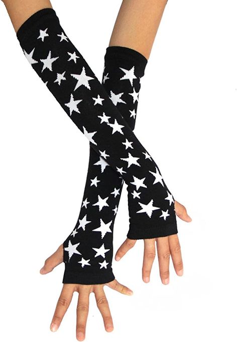 Amazon.com: Accessory Punk Gothic Stars Pattern Hand Arm Warmer Finger Gloves : Sports & Outdoors Goth Gloves, Gothic Gloves, Cold People, Cold Feeling, Emo Accessories, Woven Image, Freezing Cold, Stars Pattern, Finger Gloves