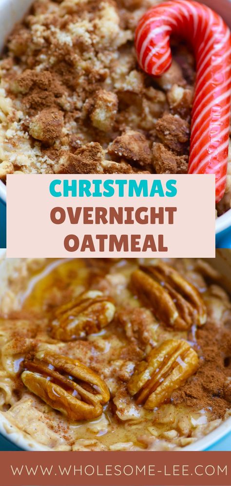 High Protein Winter Breakfast, Peppermint Overnight Oats, Christmas Oatmeal Breakfast, Holiday Overnight Oats, Overnight Oats Christmas, Christmas Baked Oats, Christmas Overnight Oats, Fall Overnight Oats, Holiday Oatmeal