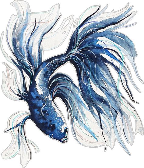 "This Blue Betta Fish (Original Watercolour Art on Paper)" by Leni Kae. Paintings for Sale. Bluethumb - Online Art Gallery Blue Betta Fish Tattoo, Blue Fish Painting, Betta Fish Watercolor, Betta Fish Art, Blue Betta Fish, Watercolour Fish, Betta Fish Tattoo, Drawn Fish, Blue Drawings