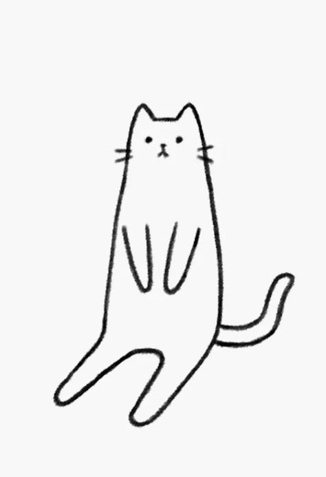 Cat Derpy Cat Drawing, Funny Cat Doodles, Car Doodles, Silly Cat Doodles, Small Easy Drawings, Cat Doodles, Simple Dimple, Cat Outline, Mini Doodle