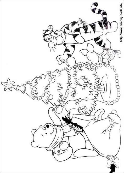 Christmas Colouring Pages, Winnie The Pooh Drawing, Pooh Christmas, Christmas Coloring Sheets, Winnie The Pooh Christmas, Christmas Friends, Christmas Coloring Books, Disney Colors, Easy Coloring Pages