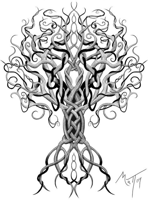 Greg's Tattoo - Shade 1 by Mattius2011 on DeviantArt Yggdrasil Tattoo, Rabe Tattoo, Norse Mythology Tattoo, Celtic Cross Tattoos, Tattoo Shading, Norse Tattoo, Tree Of Life Tattoo, Celtic Tattoos, Viking Art