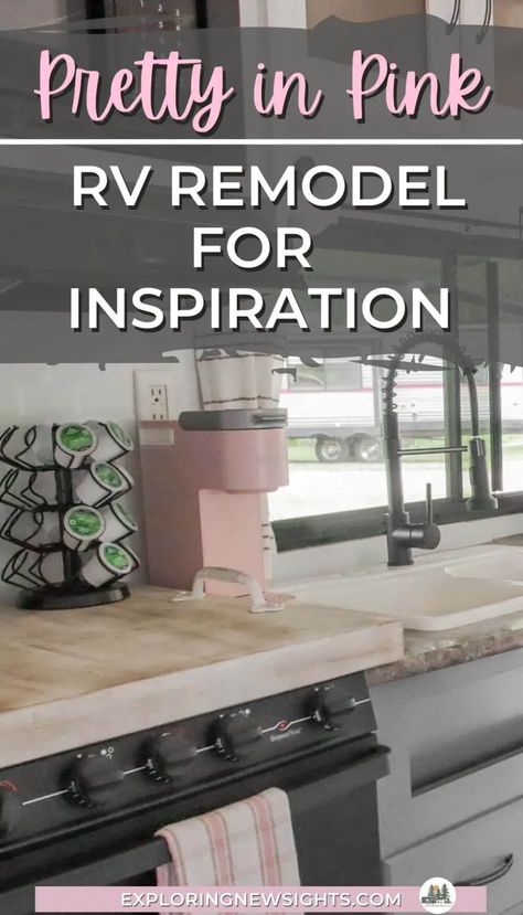 Pink Rv Remodel, Rv Remodel Before And After, Shabby Chic Caravan, Remodel Camper, Shabby Chic Campers, Pink Trailer, Glamper Camper, Glamping Ideas, Plywood Projects