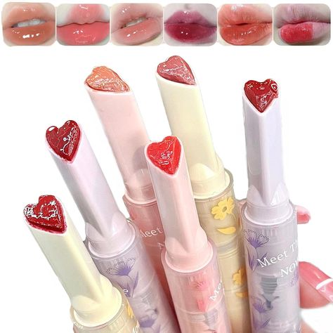 Buy Rungungde 6 Colors Jelly Lipstick - Jelly Lip Gloss Heart Shape Lip Stain, Long Lasting Moisturizing Tinted Lip Balm, Korean Lipstick Set for Women Makeup, Non-sticky (A) at Walmart.com Jelly Lips, Lipstick Korean, Korean Lipstick, Jelly Lip Gloss, Heart Shaped Lips, Korean Lips, Jelly Lipstick, Tinted Gloss, Best Lip Gloss