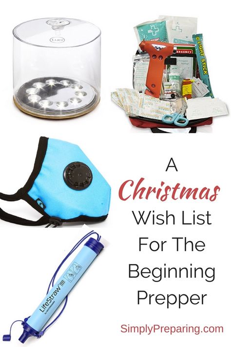 Beginning Prepper's wish list of gear to buy for holidays and gift giving needs. Emergency preparedness gifts for bug out bags, 72 Hour Kits and survival. Survival Prepping Diy, Survival Prep, 72 Hour Kits, Emergency Preparedness Kit, Survival Bag, Survival Supplies, Family Emergency, Prepper Survival, Emergency Prepping