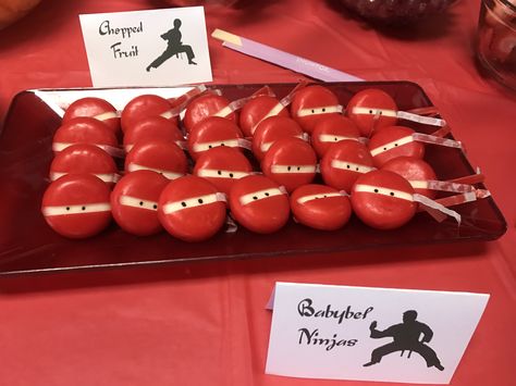 Ninja Birthday Snacks, Ninja Birthday Party Food Ideas, Martial Arts Birthday Party Ideas, Ninja Themed Food, Japan Birthday Party, Taekwondo Party Ideas, Karate Theme Birthday Party, Taekwondo Birthday Party Ideas, Karate Party Ideas