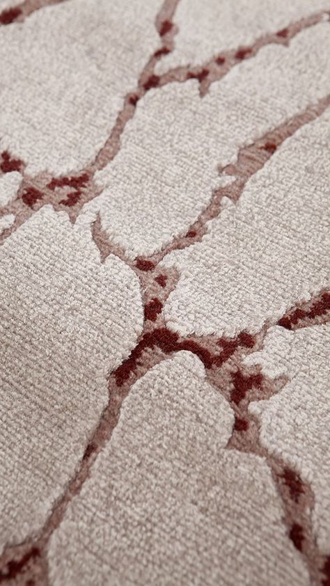 Detail of Zurich in rust by Tania Johnson Design. Hand knotted rug in wool and silk with high low texture. Laundry Room Decor Diy, Hand Knotted Rugs Wool, Rust Rug, Graphic Rug, Tree Textures, Soft Furniture, Carpet Texture, Area Rug Design, Rug Texture