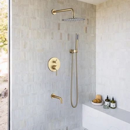 TL Bathroom Shower Set Wall Mount Complete Shower System with Rough-in Valve | Wayfair Shower Fixtures, Brass Shower, Luxury Shower, Tub Spout, Tub Shower Combo, Tub And Shower Faucets, Shower Hose, Rain Shower Head, Tub Faucet