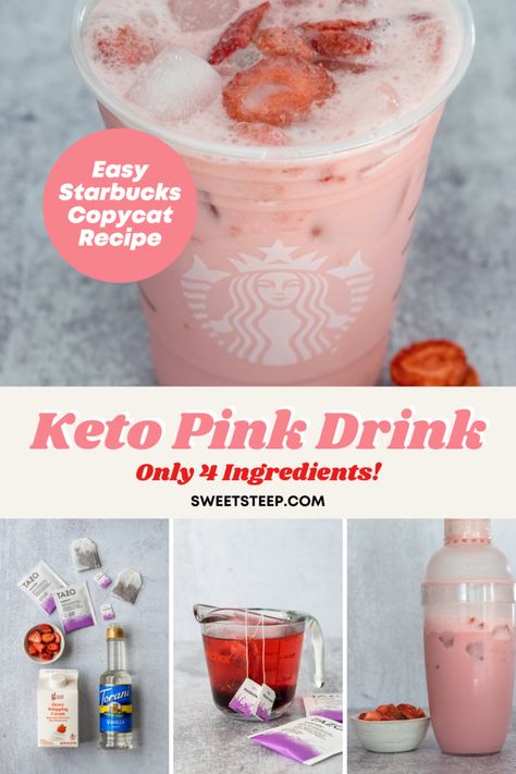 Starbucks Keto Pink Drink Copycat Recipe Pink Drink Copycat, Keto Pink Drink, Pink Drink Recipe, Starbucks Pink Drink Recipe, Pink Drink Starbucks, Keto Starbucks, Pink Drink Recipes, Lemon Cupcake Recipe, Cold Drinks Recipes