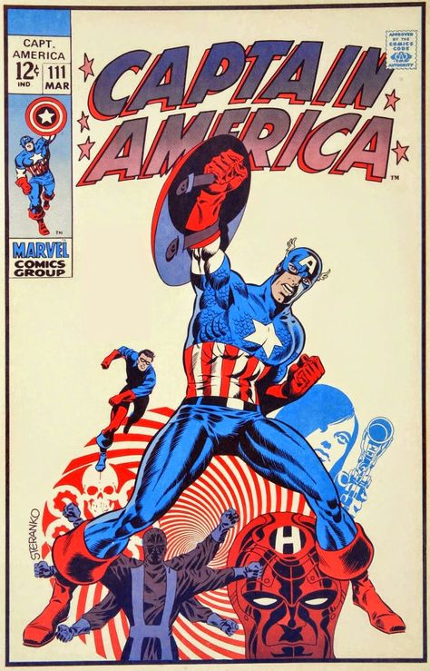 Cap'n's Comics: Captain America #111 Cover by Jim Steranko Captain America Comic Cover, Marvel Comics Artwork, Captain America Art, Jim Steranko, Marvel Comics Vintage, Captain America Wallpaper, Captain America Comic, Marvel Comics Covers, Classic Comic Books