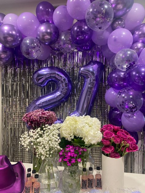 21st Birthday Ideas Purple Theme, 21 Birthday Purple Theme, Lavender 21st Birthday Ideas, Purple Theme 21st Birthday, Purple Birthday Ideas For Women, 20th Birthday Ideas Purple, Purple 21st Birthday Decoration, 21st Birthday Ideas Purple, Purple Party Decorations Birthday