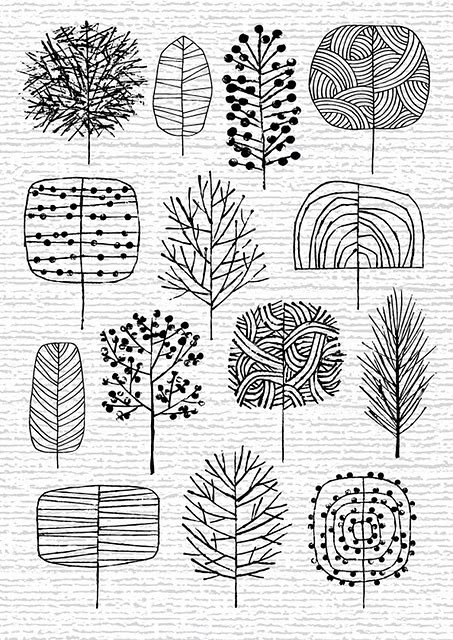 Trin For Trin Tegning, Arte Doodle, Pola Sulam, 자수 디자인, Doodle Art Designs, Tree Drawing, Tree Patterns, Zentangle Patterns, Doodle Patterns