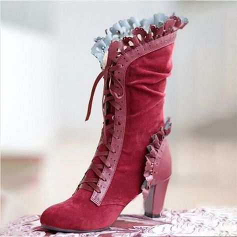 Lace up block heel