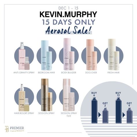 KEVIN.MURPHY Aerosol Sale Starts TODAY! From December 1st through the 15th buy 6 full size, get 3 travel size FREE OR buy 12 full size, get 9 travel size FREE 🙌 (*no mix and match) Choose from: 💨 BEDROOM.HAIR 💨 BODY.BUILDER 💨 DOO.OVER 💨 SESSION.SPRAY 💨 FRESH.HAIR 💨 SESSION.SPRAY FLEX 💨 YOUNG.AGAIN DRY CONDITIONER 🔗 LINK.IN.BIO Dry Conditioner, December 1st, Kevin Murphy, Fresh Hair, Body Builder, Beauty Supply, Travel Size, Things To Buy, Travel Size Products