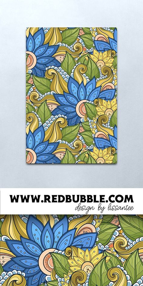 Shop Metal print with Ornate floral Print by Irina Krivoruchko © All Rights Reserved on demand Redbubble aesthetic wall decor modern durable lightweight aluminum gloss or satin finish gallery home office room workplace bedroom cozy design artwork art ideas flower ornament batik boho bohemian shabby chic doodle vintage textile fabric nature inspired feminine refined elegance fine graceful nice summer sapphire azure green Aesthetic Wall Decor, Home Office Room, Bedroom Cozy, Floral Textile, Boho Chic Design, Motif Batik, Batik Art, Cozy Design, Wall Decor Modern