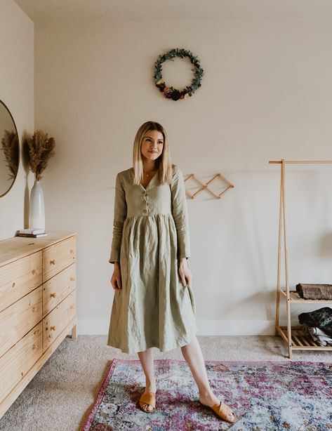 Why You Should Invest in a Linen Dress Nursing Linen Dress, Not Perfect Linen Dress, Linen Nursing Dress, Not Perfect Linen Mama Dress, Linen Dresses Winter, 100% Linen Dress, Fall Linen Dress, Sahm Mom Outfits, Long Sleeve Linen Dress