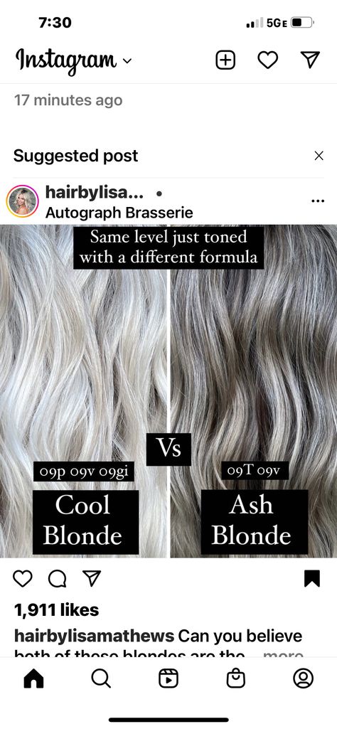 Ashy Blonde Toner Formula, Ash Blonde Toner Formula, Ashy Blonde Shades Eq Formula, Cool Blonde Shades Eq Formula, Shades Eq Silver Toner Formulas, Shades Eq Grey Toner Formulas, Silver Hair Color Formula, Cosmetology Tips, Haircolor Formulas