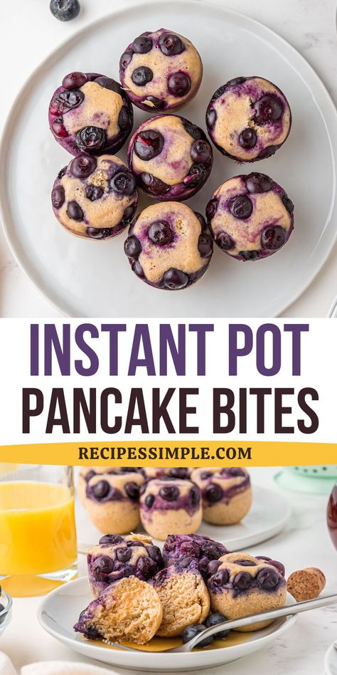 These delicious Instant Pot Pancake Bites are fluffy, moist, and bursting with flavor from the fresh fruit or toppings of your choice. Easy Instant Pot Breakfast Recipe. Blueberry Pancake Bites, Breakfast Blueberry, Easy Homemade Pancakes, Blueberry Pancake, Pancake Bites, Instant Pot Recipe, Egg Molds, Homemade Pancakes, Easy Instant Pot Recipes