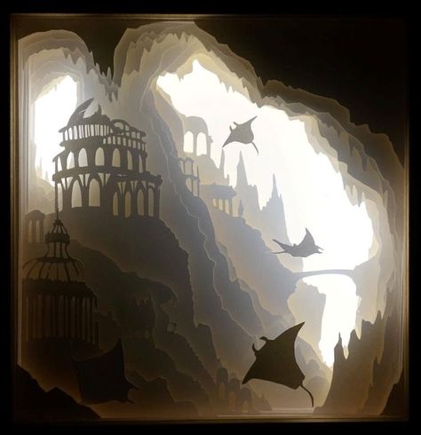 Shadow Box Kunst, Lightbox Art, Papercut Art, Cut Out Art, Arte Indie, Paper Cutout Art, Light Boxes, 3d Paper Art, Layered Art