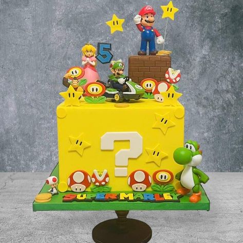 Bowser Birthday Cake, Smash Bros Cake, Baby Birthday Decorations, Mario Birthday Party, Lego Cake, Clay Things, Mario Birthday, Fire Fighter, Mario Party