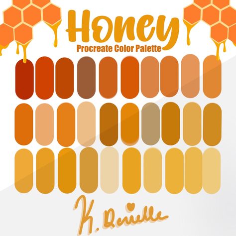 "Honey" is a handpicked color palette made up of my favorite color combinations. The Procreate swatch file with 30 colors is ready for instant download and use in your Procreate app. Each color was carefully selected with care for your amazing designs and projects.  When you purchase, you will be prompted to download a Zip file that contains the procreate palette file. Purchase Includes: * A (.swatches) file compatible with the Procreate App Instructions for use on iPad: * Download on the Etsy website, not the app.  * Find where you saved it, tap on the ZIP file, and tap on the swatches file to automatically save it in Procreate.  ---PLEASE NOTE--- - This color palette ONLY works in the Procreate app for iPad. Please make sure you have the latest version of the Procreate app in order to th Yellow Aesthetic Color Palettes, Interesting Color Palettes, Bee Color Palette, Apple Color Palette, Honey Color Palette, Color Palette With Yellow, Sun Color Palette, Color Palette Drawing, Color Palette Illustration