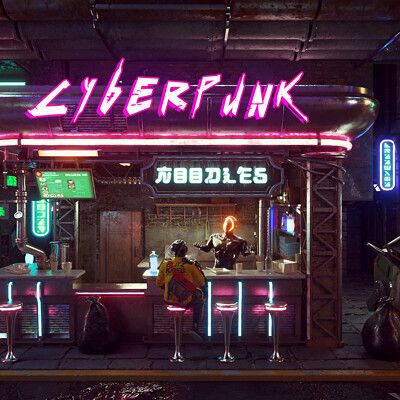 Cyberpunk Noodle Bar, Cyberpunk Convenience Store, Cyberpunk Food Stall, Cyberpunk Restaurant, Cyberpunk Cafe, Cyberpunk Bar, School Of Motion, Cyberpunk Building, Cyberpunk Street