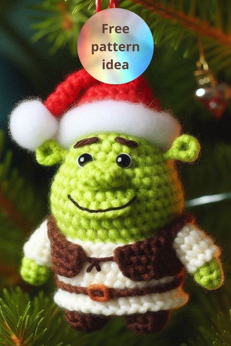 amigurumis navidad, christmas crochet patterns, navidad Free Grinch Crochet Pattern, Shrek Crochet Pattern, Shrek Amigurumi, Crochet Shrek, Crochet Grinch, Amigurumi Christmas, Crochet Humor, Handmade Charms, Amigurumi Free