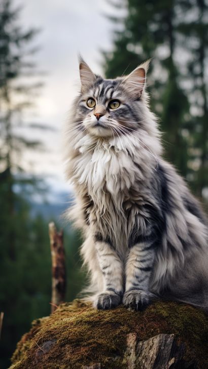 Grey Norwegian Forest Cat - PICTURES &amp; Breed Profile Of A Grey Norwegian Forest Kitten Norwegian Forest Kittens, Majestic Cats, Cat Personality, Large Cat Breeds, Domestic Cat Breeds, Cat Personalities, Cat Steps, Shorthair Cat, British Shorthair Cats