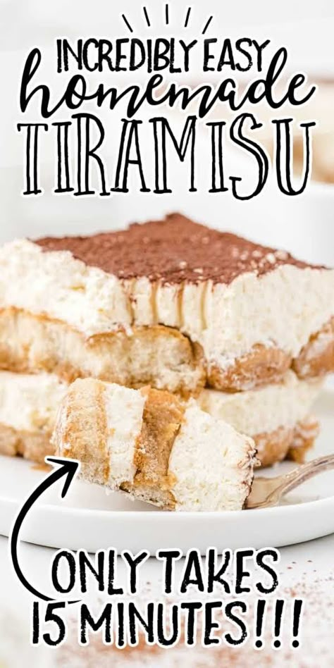 This easy tiramisu recipe is full of sweet, creamy mascarpone and crunchy ladyfingers dipped in espresso and coffee liqueur blend then dusted with chocolate. Easy Homemade Tiramisu, Easy Tarimisu Recipe, Tiramisu Recipes Easy, Recipes For Tiramisu, Tiramisu With Ladyfingers, Terimisu Cake Tiramisu Recipe, Trimasu Recipe Italian Desserts, Trimasu Cake Recipe, Trimasu Recipe