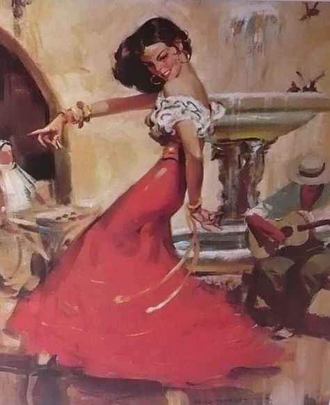 Tomaso, Rico (b,1895)- Flamenco Old Magic, Princess Painting, Spanish Flamenco, Spanish Dance, Spanish Dancer, Flamenco Dancer, Cottage Decor Farmhouse, Spanish Art, Flamenco Dancers