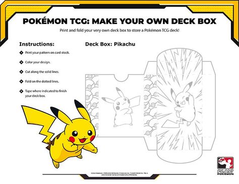 Print, cut-out and color your very own deck box! Pokemon Lugia, Pokemon Diy, Pokemon Craft, Box Craft, Play Pokemon, Game Ui Design, Color By Numbers, Deck Box, Dotted Line