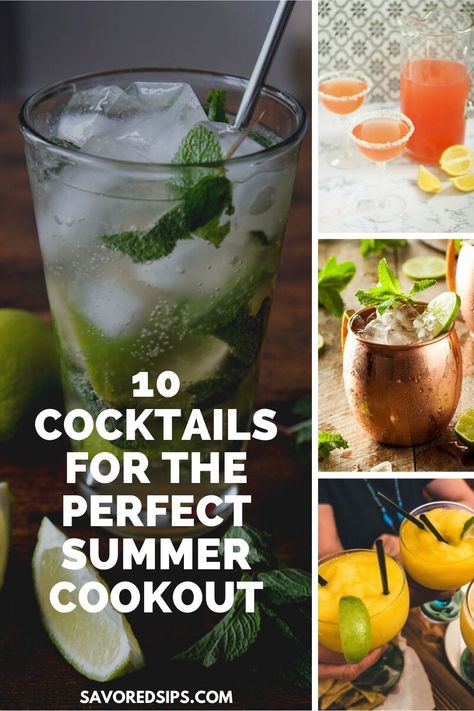 10 perfect cocktails to make for your summer cookout, barbecues and garden parties that can be served either as a single drink or as a batch cocktail for a larger crowd. | Summer Cocktails | Cocktail Recipe | Large Batch Cocktails Summer, Batch Cocktails Summer, Large Batch Cocktails, Blood Orange Martini, Hippie Juice, Fresh Blueberry Recipes, Frozen Mango Margarita, Blueberry Margarita, Red Sangria Recipes