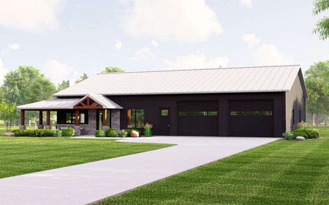 Barndo Designs, Shop And House Combo Plans, Shop With Living Quarters, Corrugated Metal Siding, Barndominium House, Barn Plan, Barndominium Plans, Barn Style House Plans, Open Concept Layout