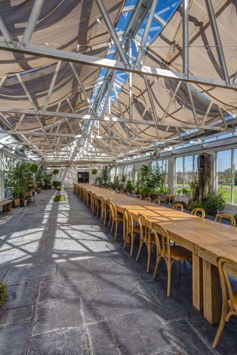 Greenhouse Restaurant, Industrial Sheds, Best Greenhouse, Farm Shed, Large Greenhouse, Future Buildings, Indoor Greenhouse, Indoor Event, Green Nursery