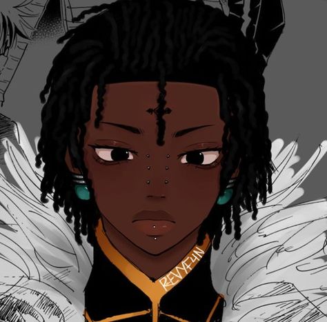 Dreads Pfp Drawing, Blasian Chrollo, Black Male Pfp Drawing, Blasian Oc Male, Anime Dreadhead, Black Ppl Pfp, Poc Anime Characters, Anime Black Guy, Blasian Anime Characters