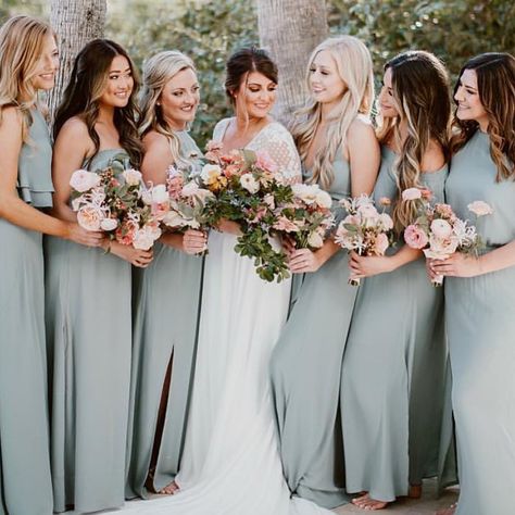 Courtney (Herzog) Tuinstra on Instagram: “Sneak peaks!!! Can’t wait to see the rest. #showmeyourmumubridesmaids @photobyjulieta” Sage Wedding Colors, Mumu Wedding, Women Standing, Sage Bridesmaid Dresses, Bridesmaid Dresses Long Chiffon, Silver Sage, Sage Wedding, Group Of Women, Sage Green Wedding