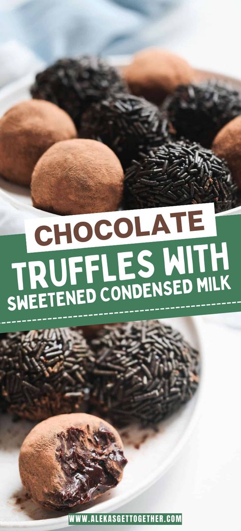 Candy Recipes Using Sweetened Condensed Milk, Truffles Made With Condensed Milk, Snacks With Sweetened Condensed Milk, Desserts To Make With Condensed Milk, Dessert Recipes Made With Sweetened Condensed Milk, Two Ingredient Truffles, Chocolate Truffles With Condensed Milk, Condensed Milk Truffles 3 Ingredients, Truffle Recipe Easy 3 Ingredients