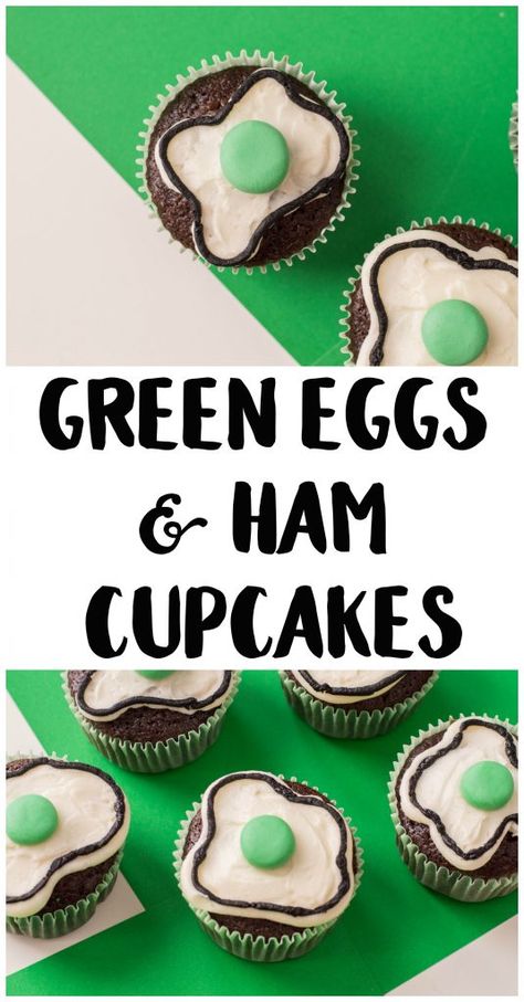 It’s Reading Week at my son’s school and nothing connects kids to books more than food! These easy Green Eggs and Ham Cupcakes are inspired by the classic children’s book by Dr. Seuss and taste a lot better than the real thing. They’re made with chocolate cupcakes and take just a few quick steps to make the decoration! If you need fun food ideas for your Read Across America themed storytimes, don’t miss these cupcakes! Pumpkin Spice Donut Holes, Chinese Lemon Chicken, Goat Cheese Dip, Reading Week, Vegan Pizza Recipe, Baked Goat Cheese, Stuffed Peppers Turkey, Green Chile Chicken, Pumpkin Spice Donut