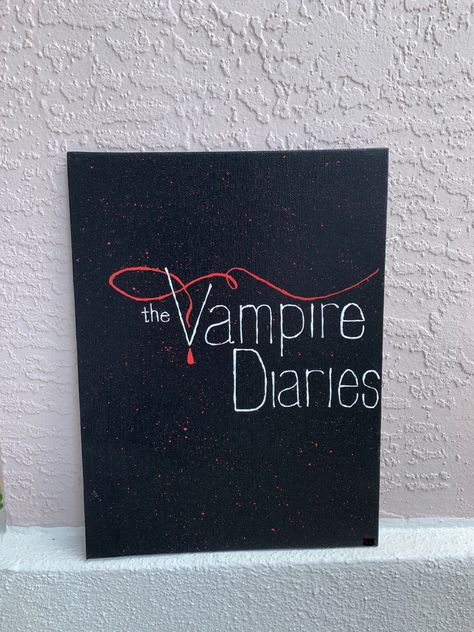 The Vampire Diaries Canvas Painting!  $16 9x12 Flat Canvas   - - - - Check out the link to purchase on Etsy! Vampire Diaries Painting Canvas, Ahs Painting Ideas, The Vampire Diaries Painting Ideas, The Vampire Diaries Crafts, Twilight Paintings Easy, Vampire Diaries Easy Drawings, The Vampire Diaries Painting, Vampire Diaries Crafts, The Vampire Diaries Drawings Easy