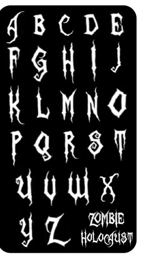 Scary Graffiti Lettering, Edgy Fonts Typography, Dark Fonts Alphabet, Emo Font Alphabet, Evil Lettering Fonts, Graphiti Alphabet Fonts, Edgy Fonts Alphabet, Cursed Tattoo Lettering, Scary Fonts Alphabet