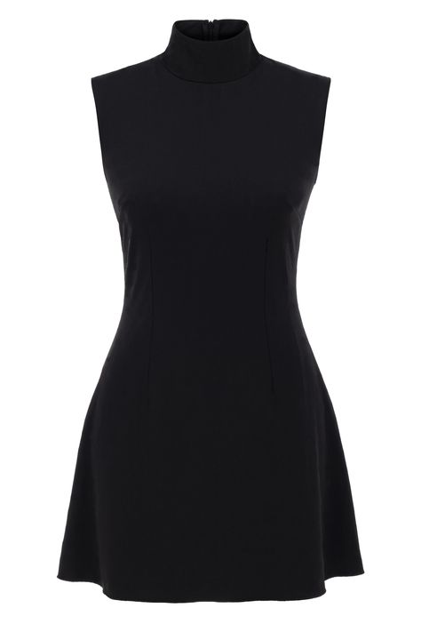 Jocelyn Dress is the perfect way to keep your look chic, sophisticated, and comfortable. This turtleneck, sleeveless mini dress is the perfect combination of style and comfort. There is a hidden zipper detail behind it. The gorgeous black turtleneck dress has a flattering silhouette. This versatile piece can be worn for chic or play—it's perfect for an office party or a night out on the town. Dry clean only. Black Turtleneck Dress, Look Office, Turtleneck Sleeveless, Turtleneck Dress, Office Party, Black Turtleneck, Looks Chic, Turtle Neck Dress, Sleeveless Mini Dress