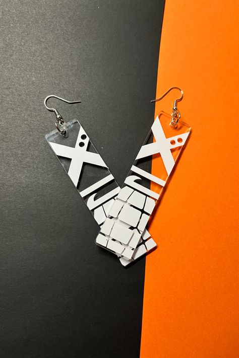 Handmade anime earrings inspired by My Hero Academia! These ones are based on Bakugo's Hero Outfit My Hero Academia Crafts, Bakugo Outfit, Mha Jewelry, My Hero Academia Bracelet, Bakugou Earrings, Mha Earrings, My Hero Academia Jewelry, Bakugo Earrings, Bakugo Merch