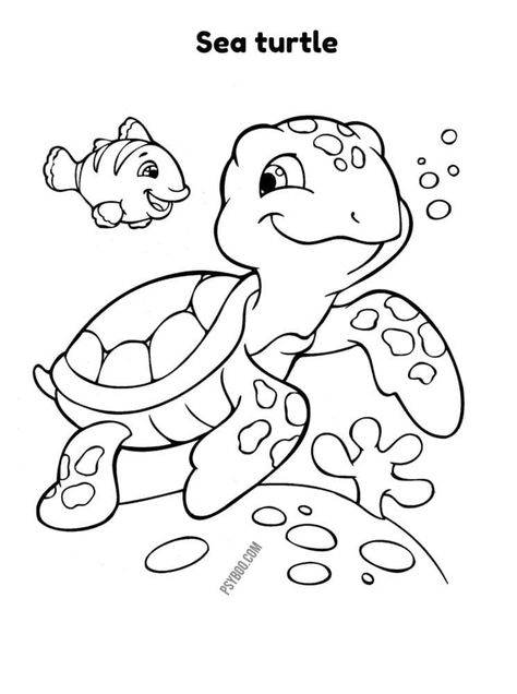 Sea turtle coloring page ⋆ Free Printable Worksheets PDF Sea Turtle Printable, Under The Sea Printables, Turtle Coloring, Turtle Images, Turtle Coloring Pages, Coloring Page Free Printable, Green Sea Turtle, Under The Sea Party, Aquatic Animals