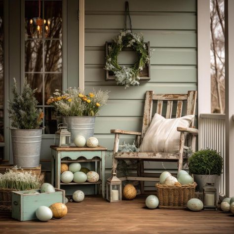 Country Porch, Easter Signs, Porch Decorating, Free Stock Photos, Porch, Royalty Free Stock Photos, Easter, For Free, Hand Painted