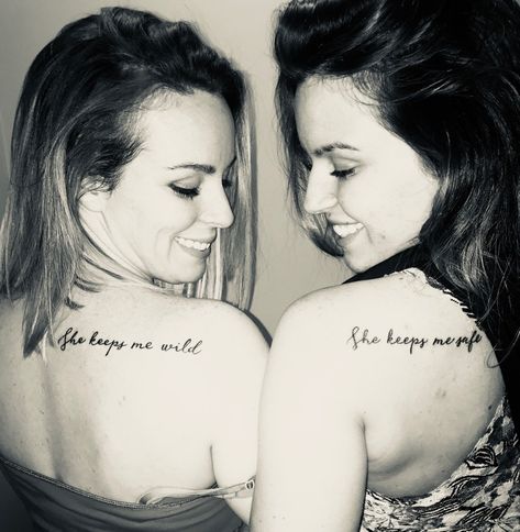 She keeps me wild #sisters #sistertattoos She Keeps Me Wild Tattoo, Matching Sister Tattoos, Wild Tattoo, Best Bud, Sister Tattoos, Friend Tattoos, Henna Tattoo, Shoulder Tattoo, Body Art Tattoos