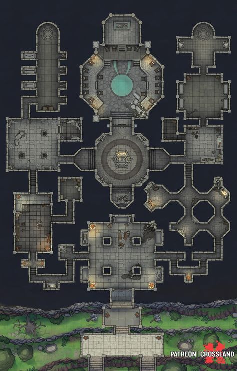 Dnd Battle Maps Dungeon, Dnd Castle Map, Dnd Dungeon Maps, Dungeon Battlemap, Dungeon Art, Dnd Locations, Dungeon Map, Fantasy Dungeon, Fantasy City Map