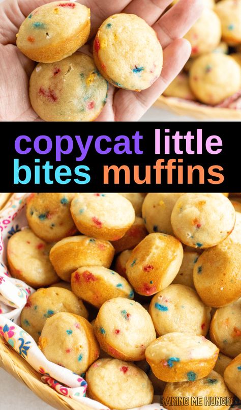 Homemade School Snack Ideas, Mini Muffins For Brunch, Easy Homemade School Snacks, Healthy Snack Muffins, My Mini Recipes, Little Muffins Recipes, Kids Muffins School Lunch, Mini Birthday Muffins, Little Bite Muffin Recipe