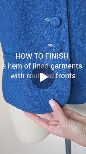 Stylish PDF sewing patterns on Instagram: "A useful video: How to finish a hem of lined garments with rounded fronts ☝️ Save!   The #eps_celeste vest pattern has already been released!  You can see my entire collection of patterns on the website, enjoy sewing ❤️: elenapatternstudio.com  Link to my shop in bio  #eps_ patterns" How To Make A Jacket Smaller, Jacket Sewing Tutorial, Sewing Techniques Videos, Sewing Hems, Pattern Drafting Tutorials, Vest Sewing Pattern, Sewing Tutorials Clothes, Crafts Sewing Patterns, Sewing Clothes Women