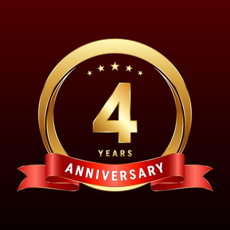 4th anniversary logo design with golden ... | Premium Vector #Freepik #vector #4th-anniversary #4-anniversary #4-years #year Anniversary Logo Design, 4th Year Anniversary, 4 Anniversary, 4 Year Anniversary, Ribbon Logo, Brain Facts, Wallpaper Earth, Anniversary Logo, 4th Anniversary